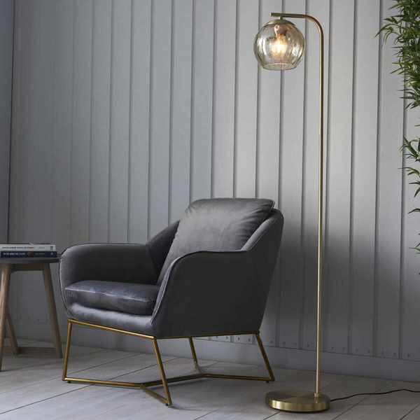 Kulista lampa podłogowa Dimple 98271 Endon szkło złota przezroczysta