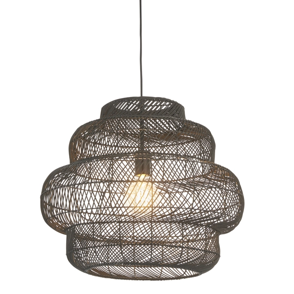 Zwisowa lampa rattanowa L&-198474 Light& do salonu boho czarna