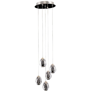Wisząca LAMPA loft HUELTO PND-22112132-5A-CR Italux kaskada OPRAWA szklana ZWIS LED 24W 3000K kulisty glamour chrom