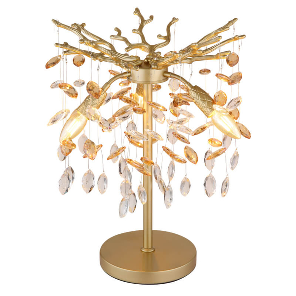 Kryształowa nocna lampka Queena 64138TG glamour bursztynowa złota