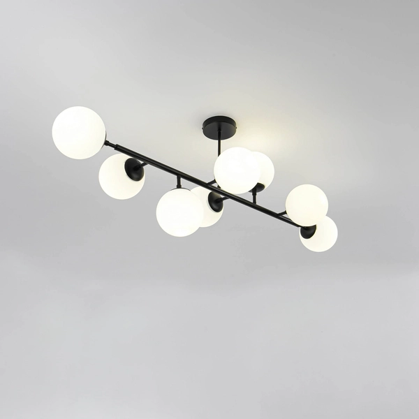 Modernistyczna lampa sufitowa DORADO LP-002/8P BK Light Prestige oprawa loftowa metalowa molekuły czarne białe
