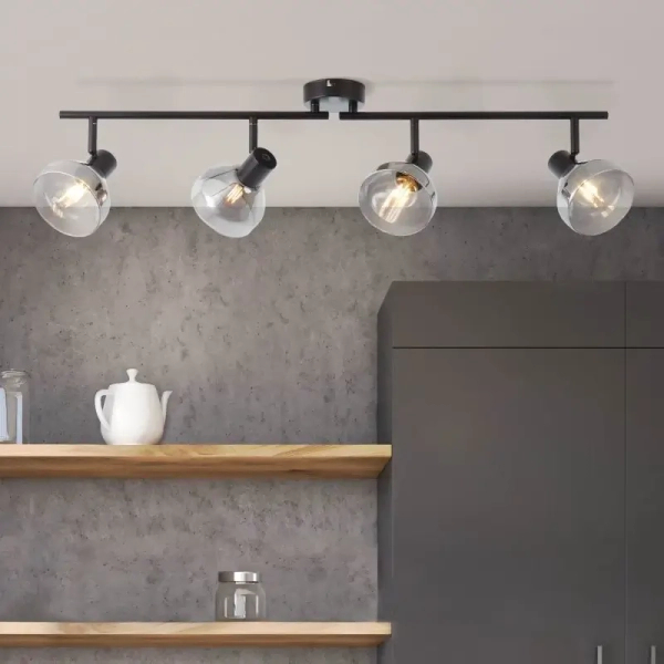 Szklana lampa sufitowa Reflect 82732/06 loftowa przydymiona czarna