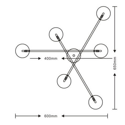Loftowa lampa sufitowa Dorado LP-002/6C szklane kule molekuły złote białe
