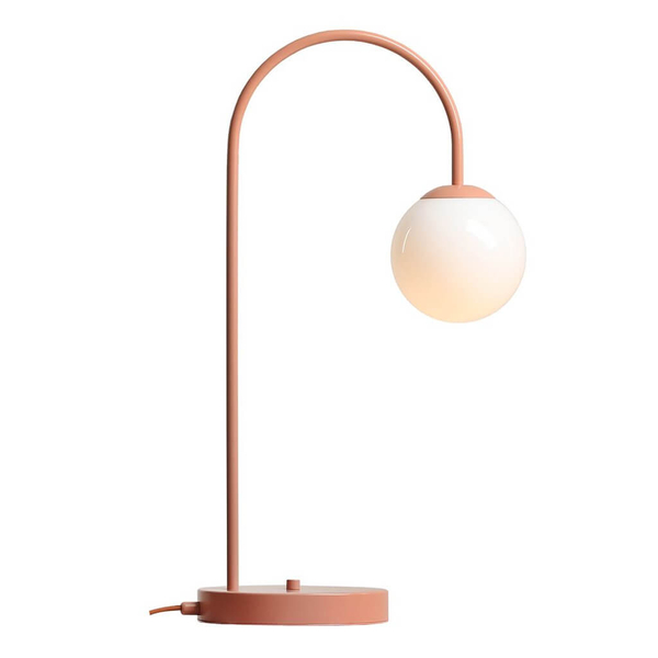 Biurkowa lampka Una 1116B11 Aldex szklana metalowa kula koralowy