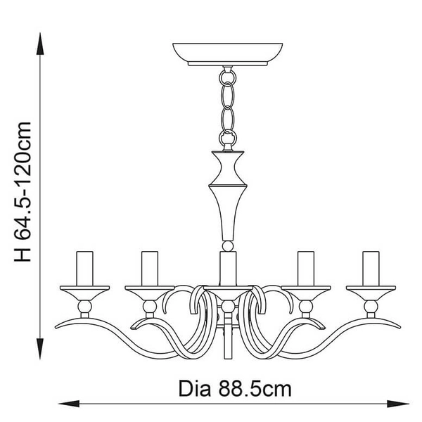 Żyrandol pałacowy Kora KORA-8CH nad stół świecznikowy chrom