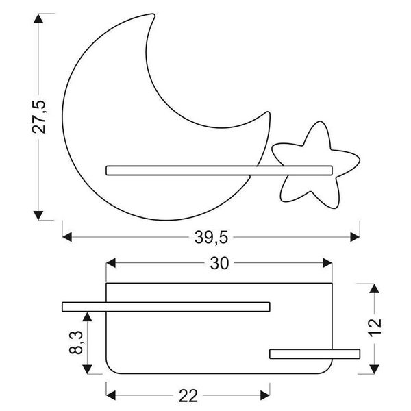 Dziecięcy kinkiet Moon drewniany księżyc LED 5W 4000K szary