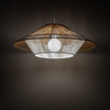 Drewniana zwisająca lampa Japandi 11157 parasol cage sznurek metalowa biała