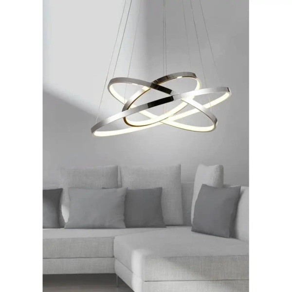 Pierścieniowa wisząca lampa LUNE chrom 33-64738 3xLED 60W 4000K ściemnialna ring