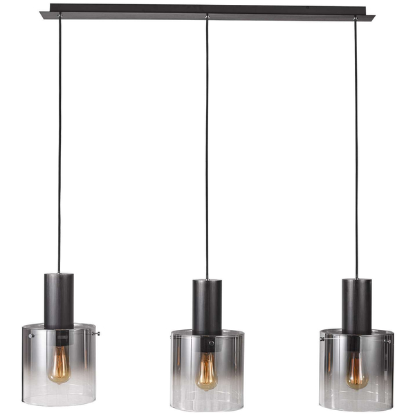 LAMPA wisząca JAVIER MD17076-3B BK Italux szklana OPRAWA listwa ZWIS tuby przydymione