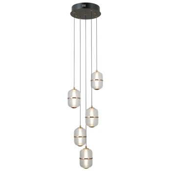 Wisząca lampa nad stół Alani PND-34375-5-BK LED 140W 3000K czarny złoty
