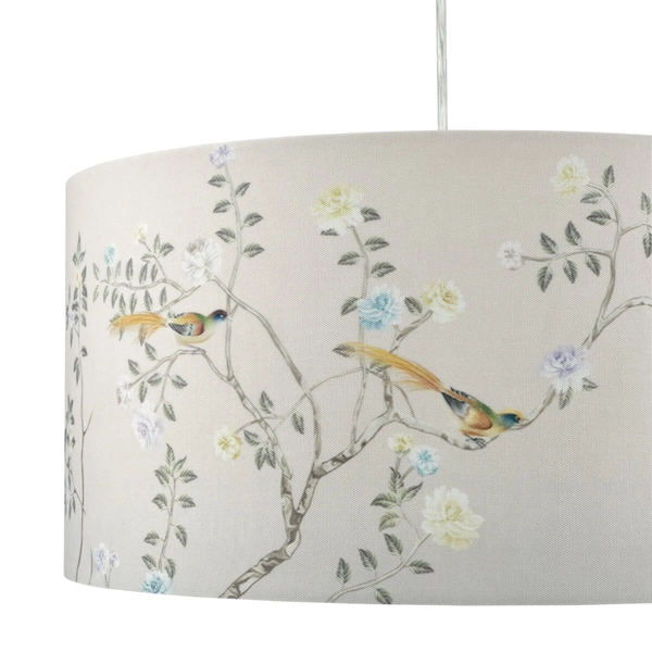 Materiałowy klosz do lampy regulowana Marble MAR1629-EH Dar Lighting motyw kwiatowy szary