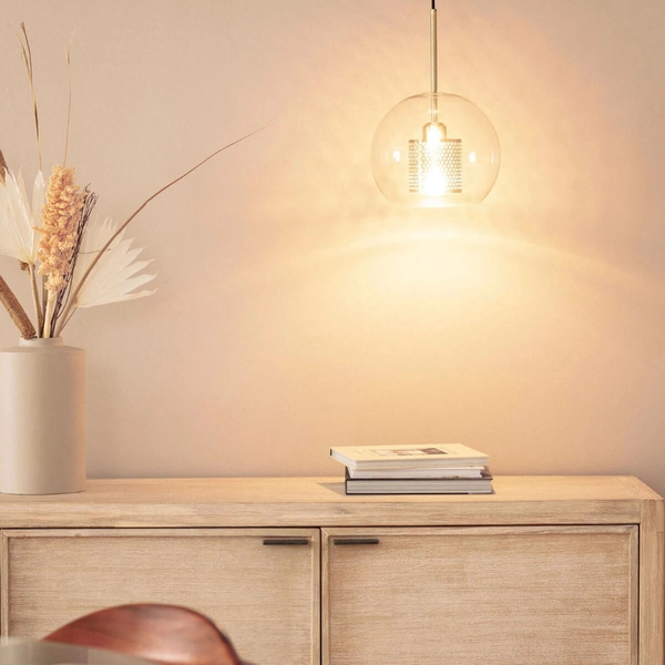 Szklana lampa wisząca Nobile ABR-Z0N-E27 Abruzzo kula złoty przezroczysty