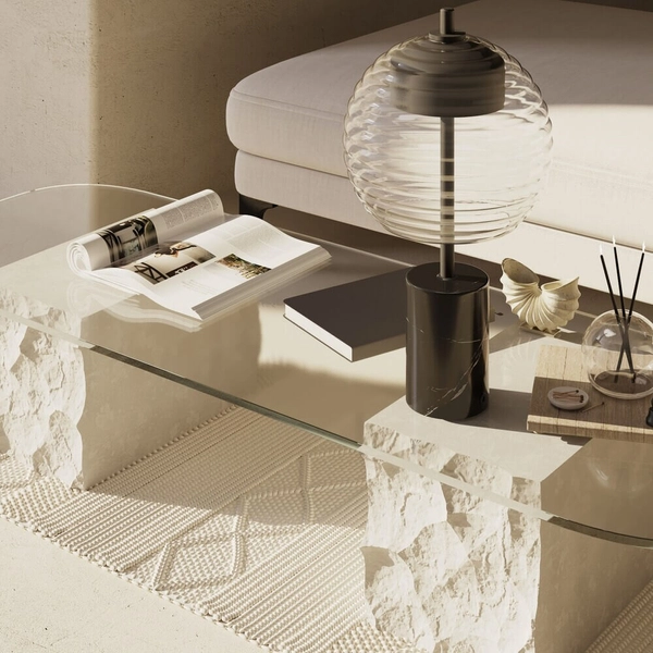 Stolikowa lampka Mystic P060TL-L12BK LED 8W 3000K kula czarna przezroczysta