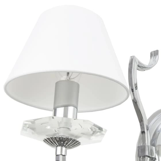 Klasyczny kinkiet Riga W02779CH-WH Cosmolight metal tkanina srebrny biały