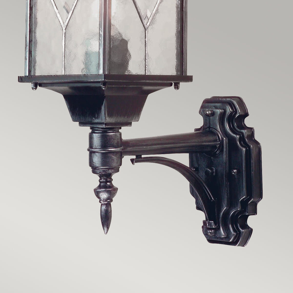Kinkiet zewnętrzny Wexford WX1 Elstead witraż lampion metal czarny srebrny