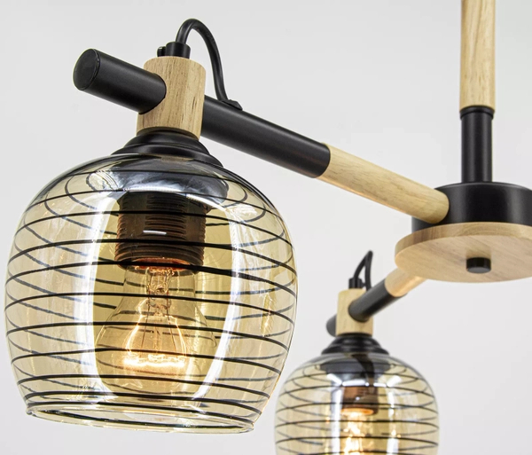 Skandynawska lampa sufitowa 2203/3 BL JD czarna drewno