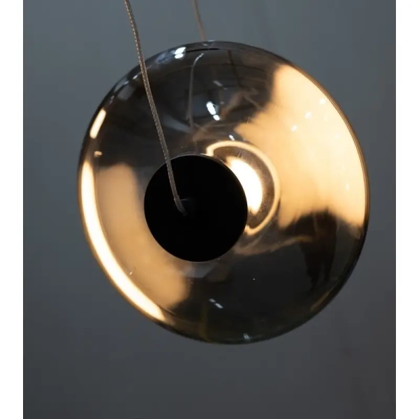 Nowoczesna lampa wisząca ANDORA bursztynowa mosiądz szklana LED 12W 3000K do salonu AZ6882