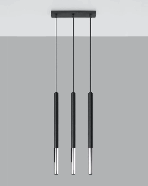 Wisząca LAMPA kaskada SL.0886 metalowa OPRAWA tuby ZWIS na listwie czarny chrom