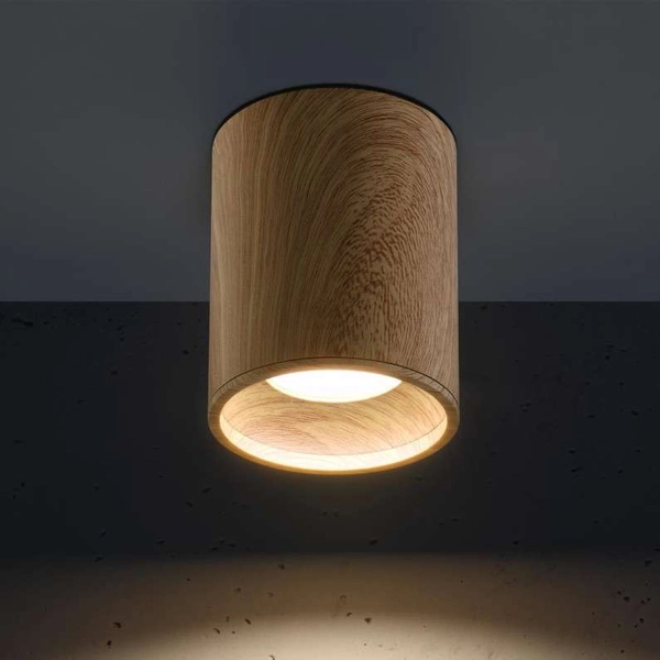 Sufitowa LAMPA downlight 2277165 Candellux metalowa OPRAWA plafon okrągły drewniany