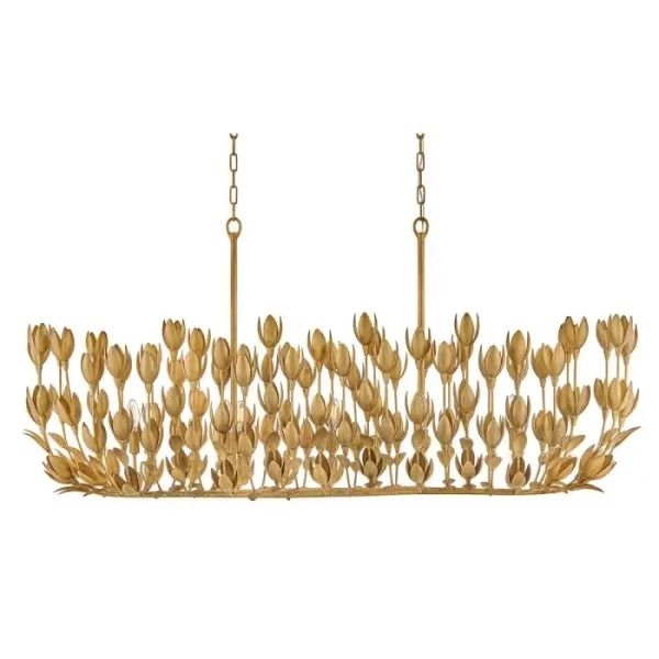 Dekoracyjna wisząca lampa Flora QN-FLORA10-GD kwiaty do jadalni złote