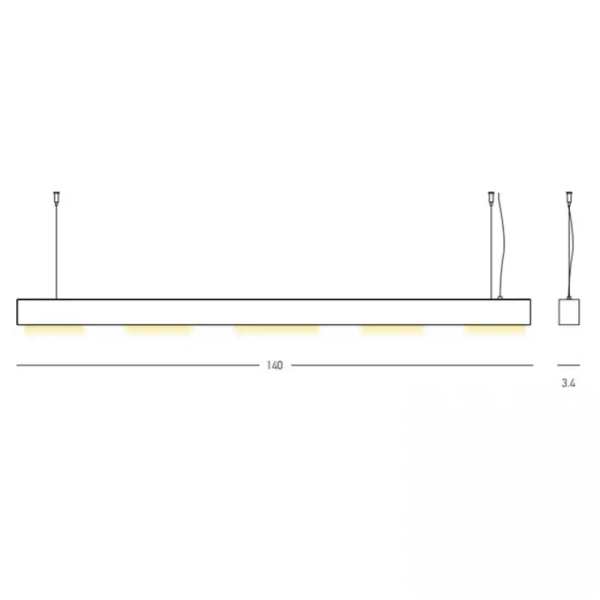 Liniowa lampa wisząca 23253 LED 50W 3000K podłużna belka czarna