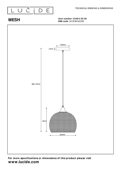 Industrialna lampa wisząca MESH 43404/22/30 zwis siatka kopuła loft czarna