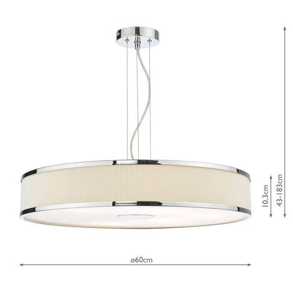 Okrągła lampa wisząca Alvaro ALV1733 materiałowa chrom kość słoniowa