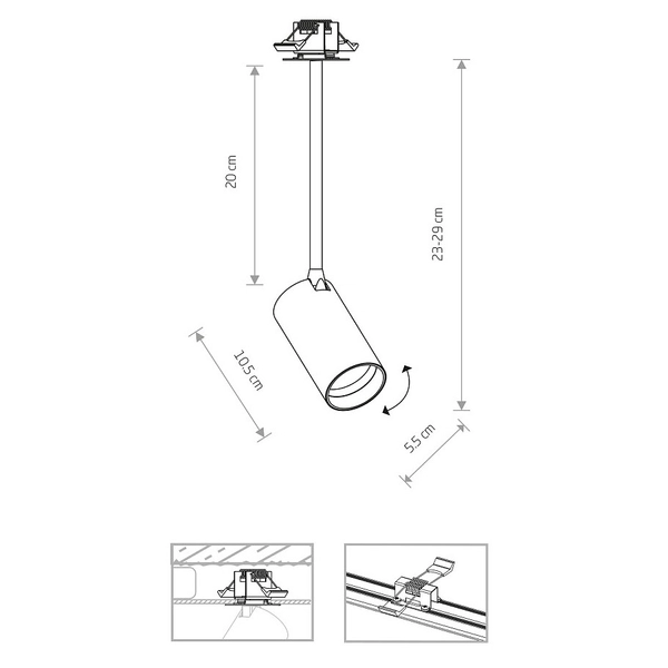 Regulowany downlight pokojowy Mono 7680 punktowy plafon czarny