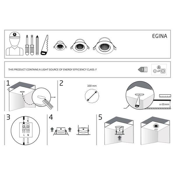 Lampa sufitowa z klipsem Egina 10553 Nowodvorski LED 10W 3000K czarna