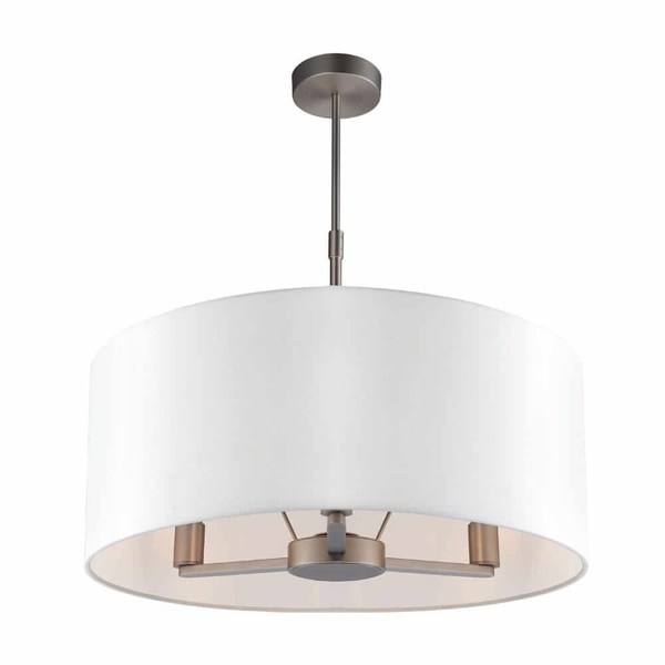 Materiałowa lampa wisząca Daley 60241 Endon abażur metal srebrny biały