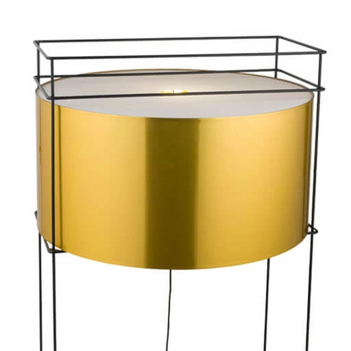 Lampa podłogowa metalowa PAA 9524 Dohar do salonu mosiądz czarna