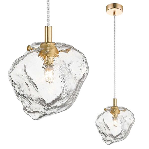 Lampa wisząca ROCK P0488-01F-U8AC szklana kamień złoty przezroczysty OUTLET