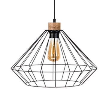 Lampa wisząca loft RAQUELLE 187219104 druciana industrialny czarny drewno