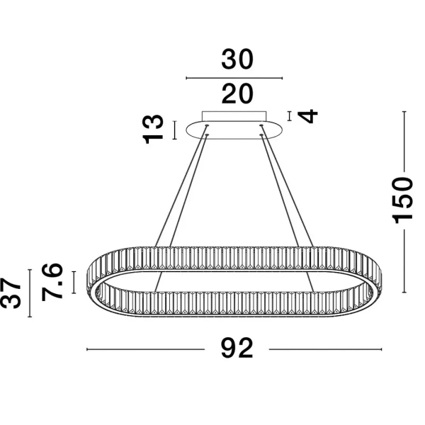 Owalna lampa wisząca Bauta crystal LED 48W 3500K glamour złota