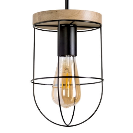 Lampa ścienna NETUNO 920451104 druciana drewniana czarna drewno