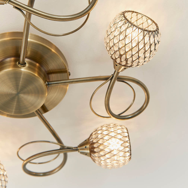 Szklana lampa sufitowa Aherne 73757 koraliki mosiądz przezroczysty