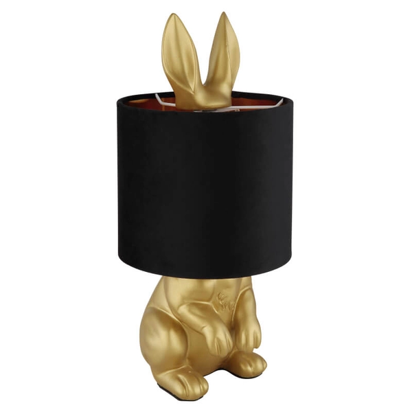 Dziecięca lampka nocna Rabbit 21633G królik z abażurem złoty czarny