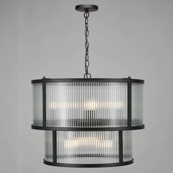 Loftowa wisząca lampa Bianka BIA0622 do salonu żebrowana czarna
