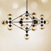 Żyrandol LAMPA wisząca CGPYRAMID15 COPEL industrialna OPRAWA zwis molekuły szklane kule balls loft czarny bursztynowe