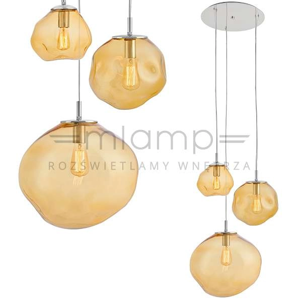 LAMPA wisząca AVIA 10419315 Kaspa szklana OPRAWA zwis kaskada bursztynowa