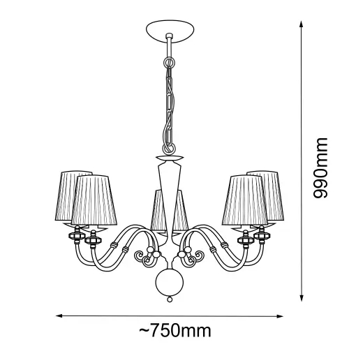Łańcuchowa lampa wisząca Lilosa 8679 abażurowa mosiądz beżowa