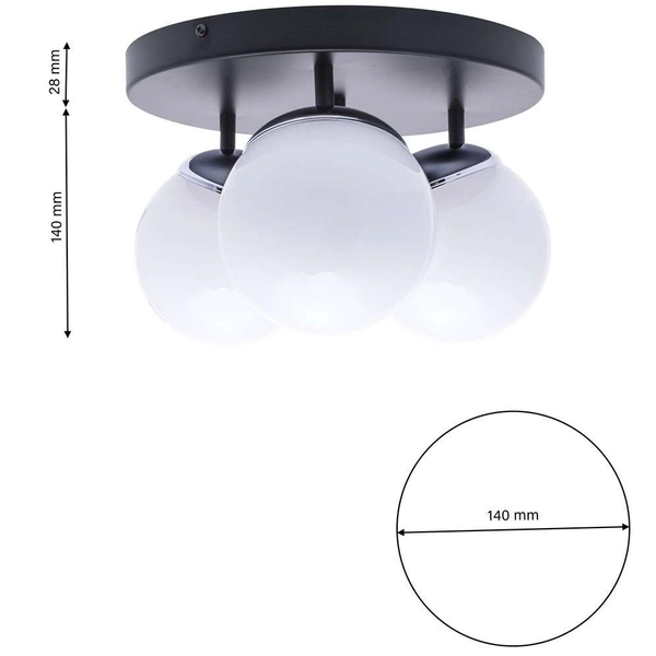 Plafon LAMPA sufitowa SFERA MLP8874 Milagro metalowa OPRAWA kule balls czarne białe chrom
