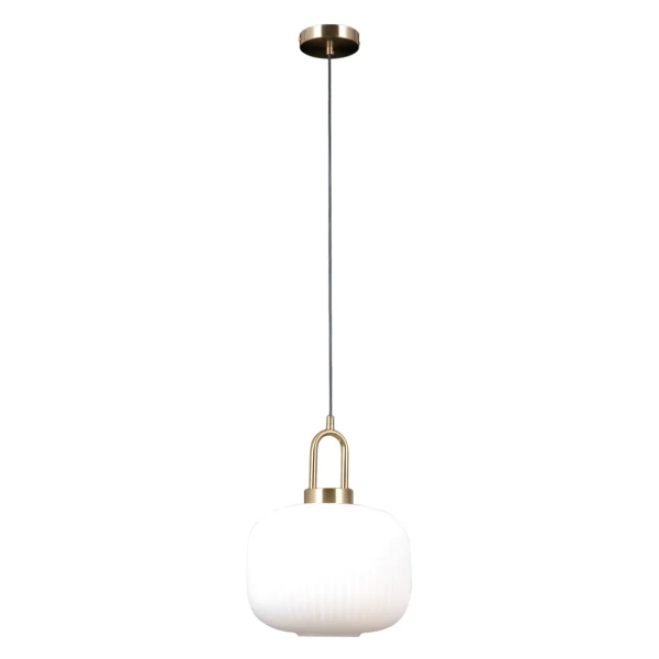 Wisząca owalna kula lampa Fosse PND-408817-1-HBR-WH biała złota