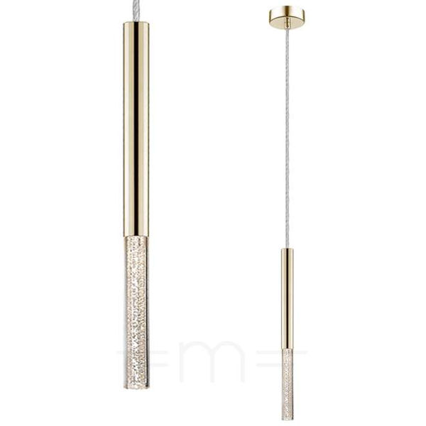 Wisząca lampa ONE P0461-01E-F7F7 sopel LED 5W 3000K tuba metalowa złota