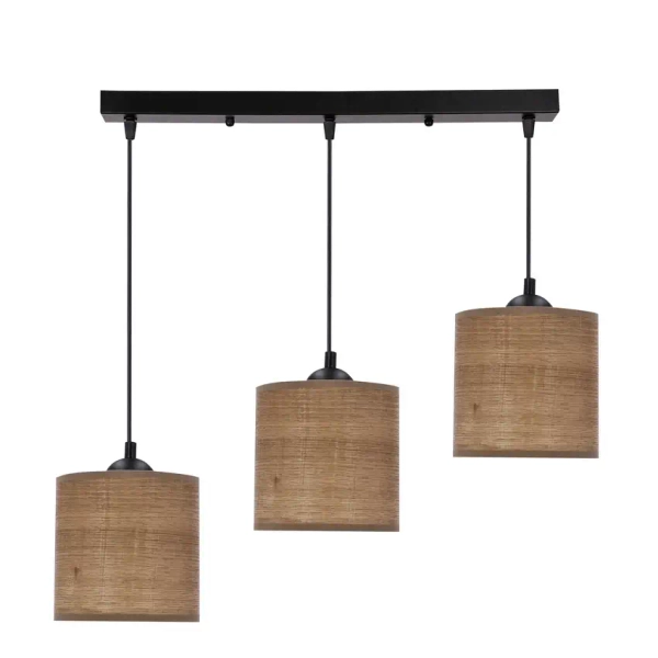 Potrójna lampa wisząca LEGNO 33-18335 z abażurami brązowa czarna