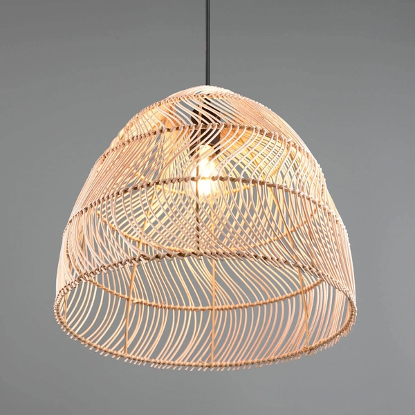 Wisząca lampa Rike R31131036 japandi eko naturalna drewniana czarna