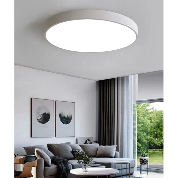 Okrągły plafon do salonu Abigali-MD1001-30-BW-W LED 20W 3000K biały