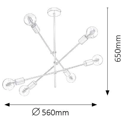 Industrialna LAMPA sufitowa LANNY 2104 Rabalux metalowa OPRAWA pręty sticks czarne złote