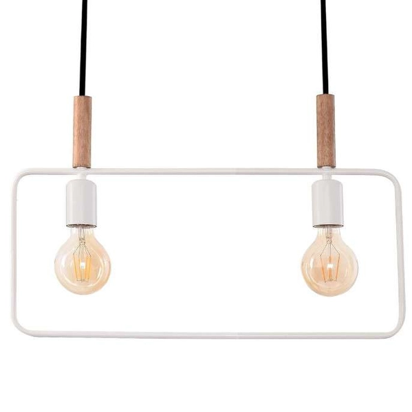 Loftowa lampa wisząca 32-73549 prostokątny zwis metalowa ramka biała