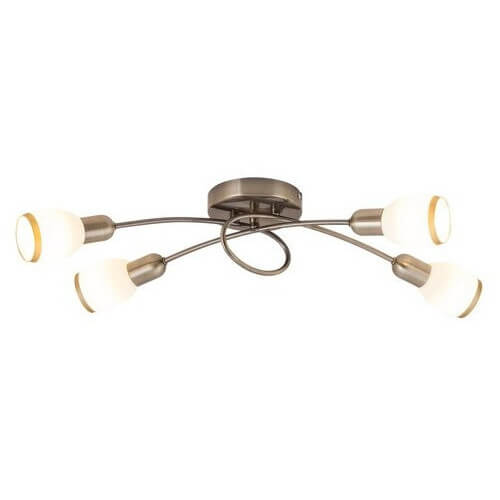 Klasyczna lampa sufitowa ELITE 5973 szklana metalowa biała brązowa